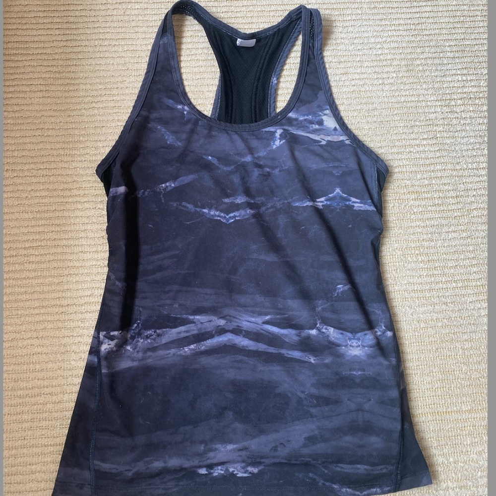 Gap Fit Blue / White Printed Workout Tank